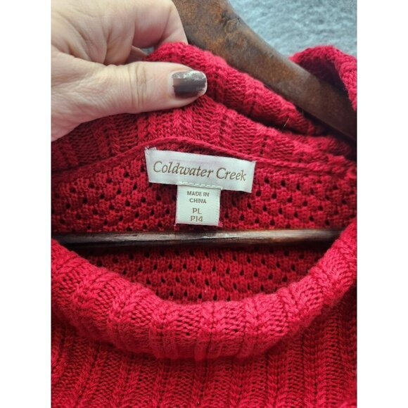 Coldwater Creek Red Cowl Neck Sweater PL Cotton & Rayon - Picture 4 of 6
